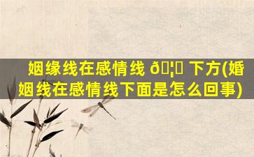 姻缘线在感情线 🦍 下方(婚姻线在感情线下面是怎么回事)